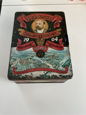 Vintage Jack Daniel's 1904 Gold Medal Tennessee Whiskey Hinged Tin Box